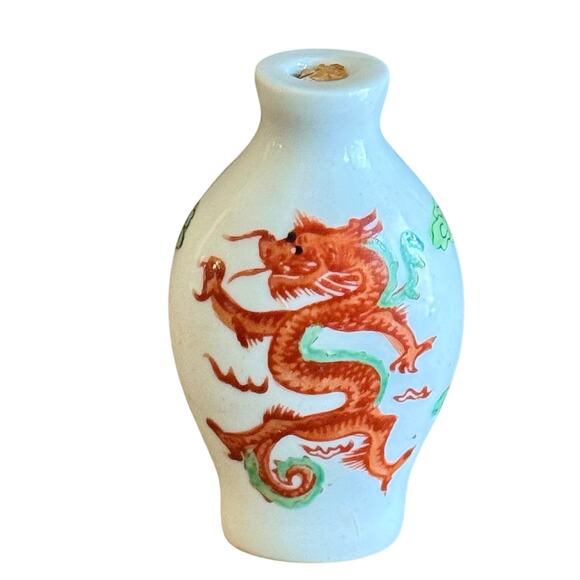 Vintage Other - Vintage Chinese Porcelain Dragon Snuff Bottle Hand-Painted Collectible